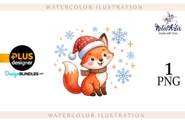 Illustration of a cute Christmas fox example image 1
