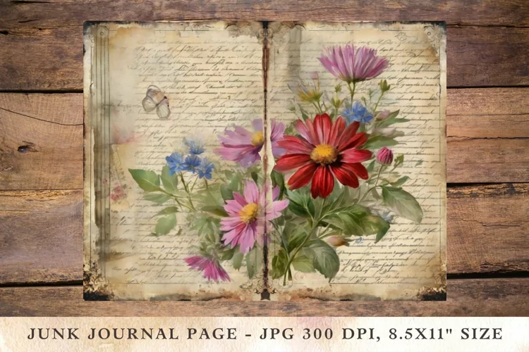 Printable Junk Journal Pages wildflower 25