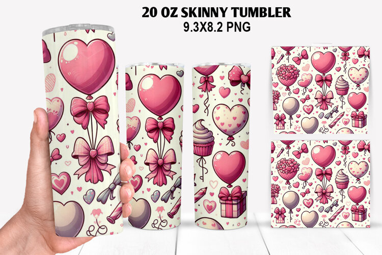 Valentine Skinny Tumbler 20oz Wrap Design, Valentine Tumbler example image 1