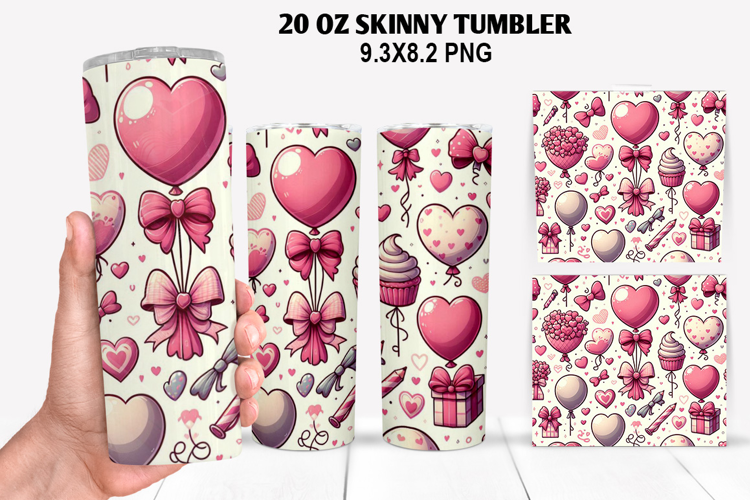 Valentine Skinny Tumbler 20oz Wrap Design, Valentine Tumbler