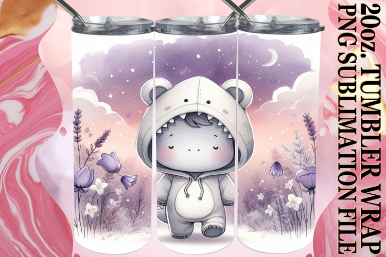 Cheerful Reflections 20oz tumbler wrap, Cute Dino