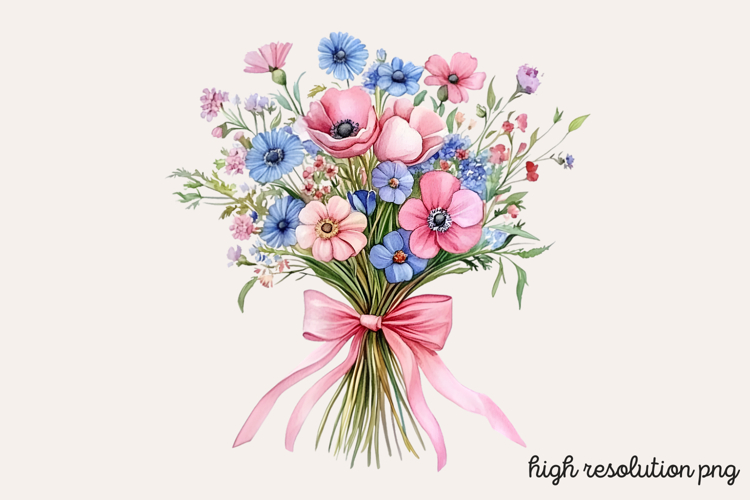 Watercolor Spring Garden Clipart PNG