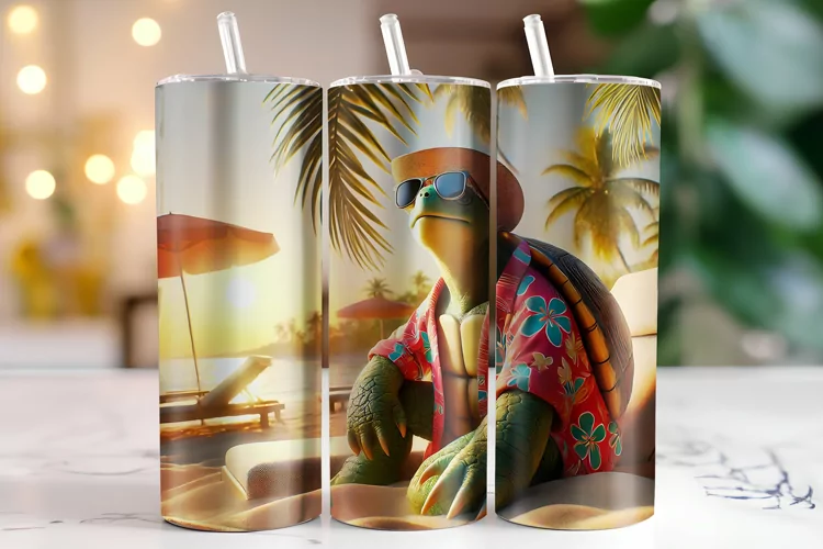 Turtle on the Beach Tumbler Wrap | Sublimation | Tumblers