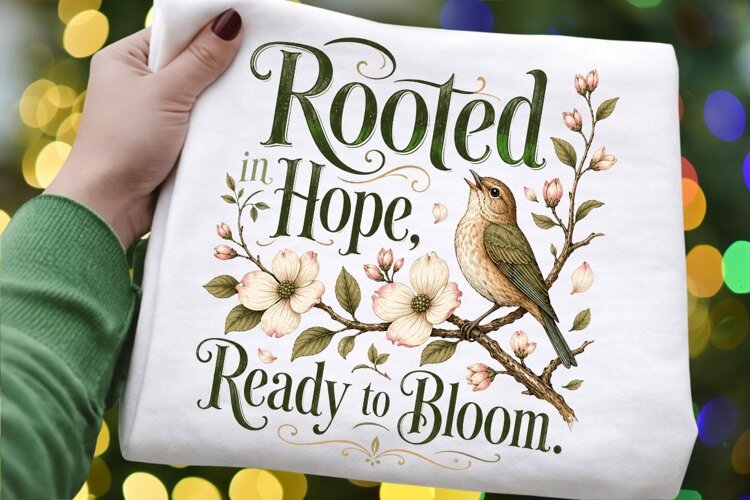 Rooted In Hope Ready To Bloom PNG Sublimation Design example image 1