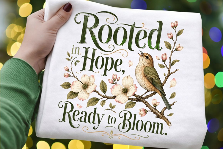 Rooted In Hope Ready To Bloom PNG Sublimation Design