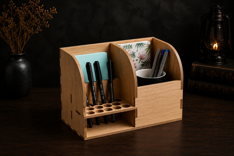 Wooden Desk Organizer Laser Cut SVG |