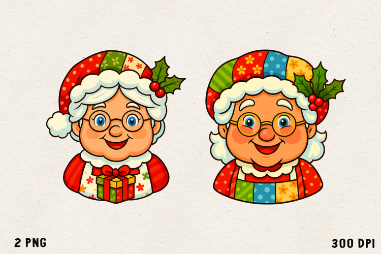 Patchwork Christmas Clipart | Cute Holiday PNG