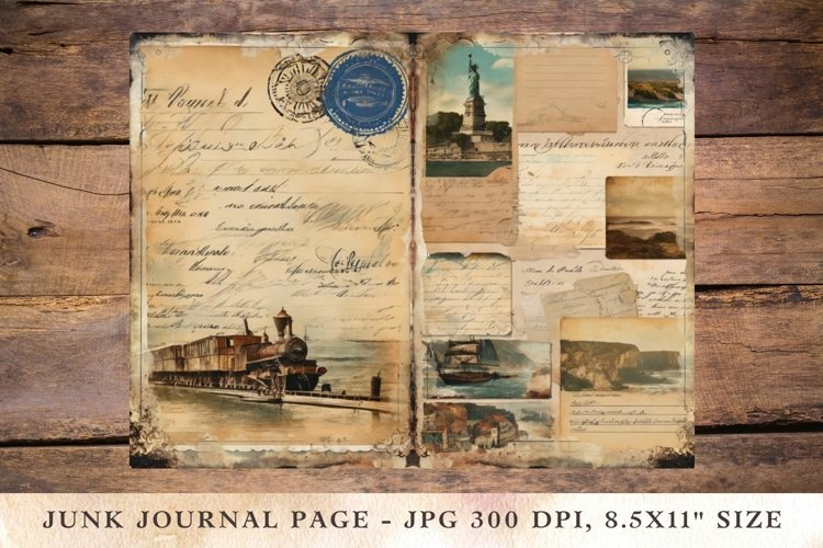Printable Junk Journal Pages postcard travel 3 example image 1