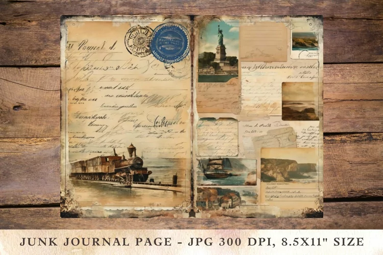 Printable Junk Journal Pages postcard travel 3