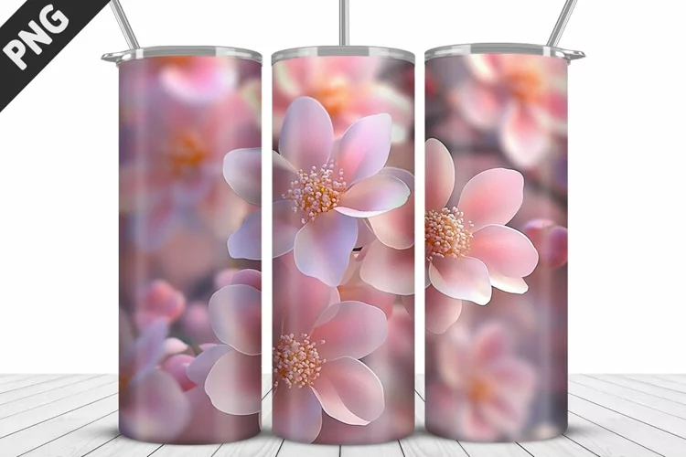 3D Daisy Flowers 20oz Tumbler Wrap | Sublimation Design