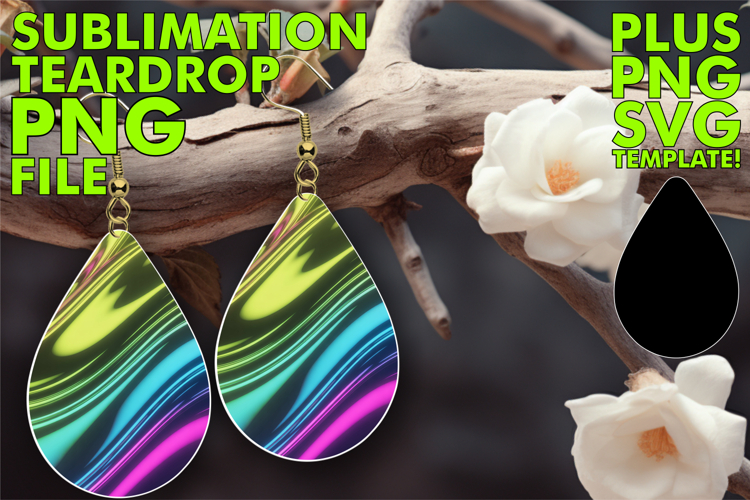 Unique Teardrop Earrings Art PNG, Funky Pattern