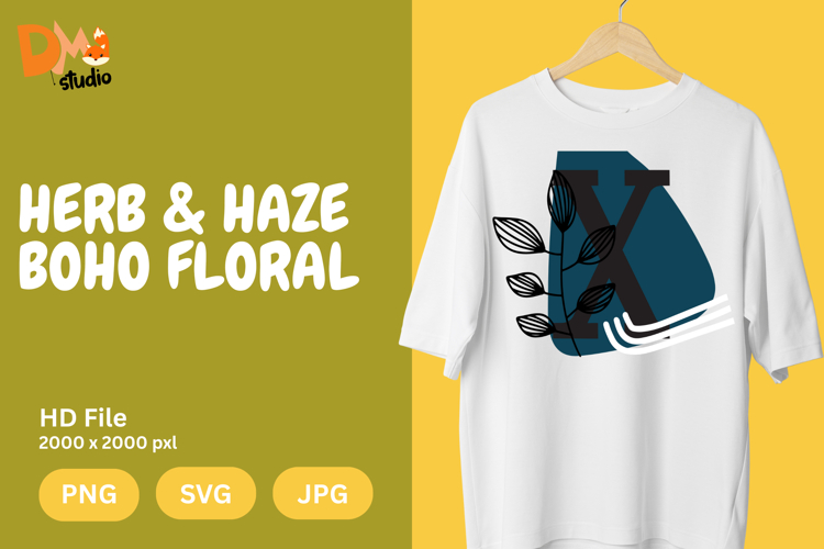Herb   Haze Boho Floral Monogram