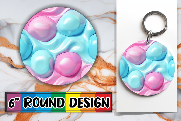 Funky Inflated Puff Sublimation Keychain Patterns example image 1