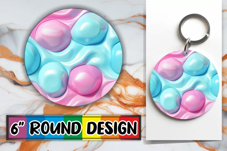 Funky Inflated Puff Sublimation Keychain Patterns