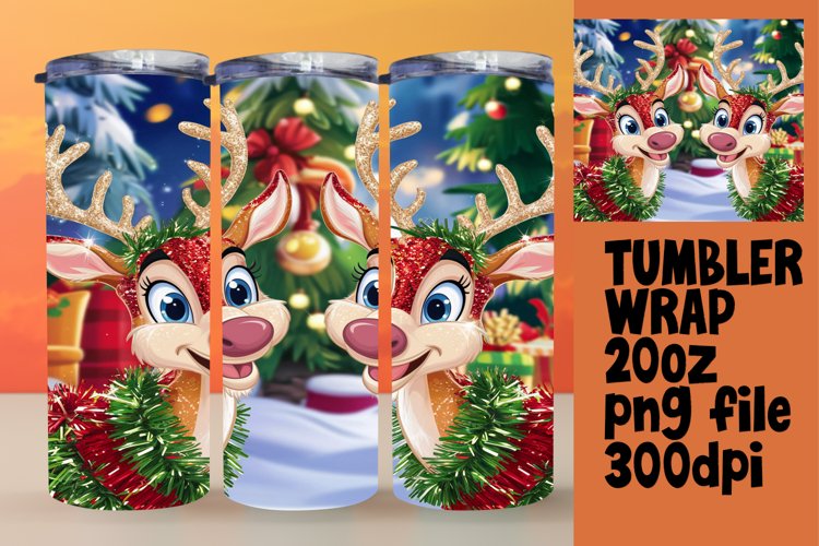 Sublimation Wrap Christmas Cartoon 20oz Tumbler Design