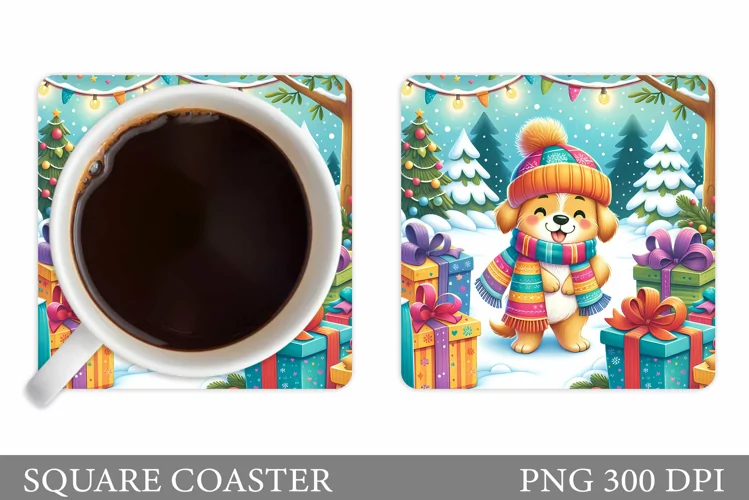 Christmas Dog Coaster. Christmas Coaster Sublimation