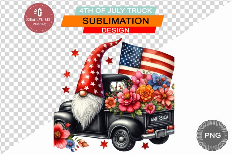 4th Of July Truck - Sublimation 4th of July PNG