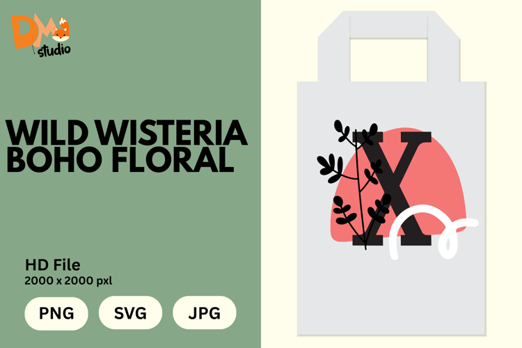 Wild Wisteria Boho Floral Monogram