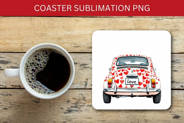 valentine square coaster - car
