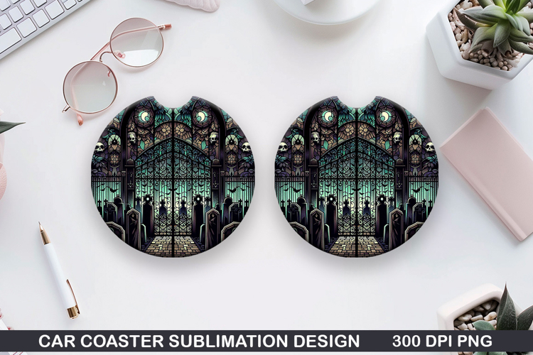 Car coaster sublimation, Halloween Coaster PNG Design