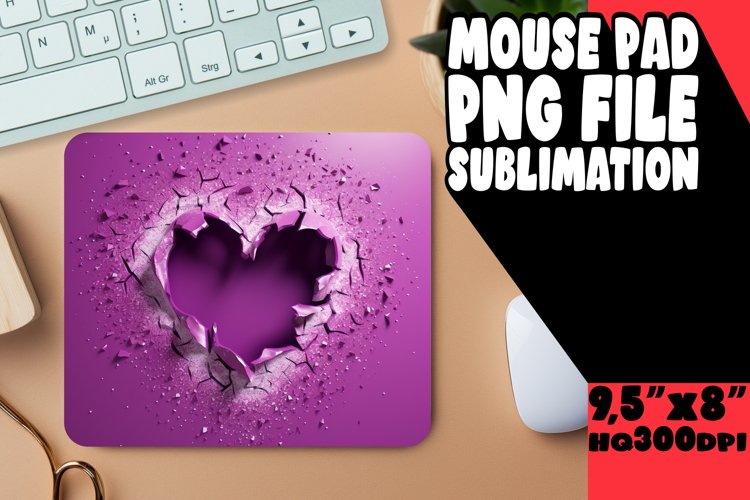 Sweethearts Glitter 3D Heart Desk Mat Sublimation
