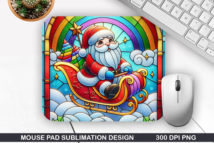 Santa Mouse Pad Sublimation, Christmas Mouse Pad PNG Design
