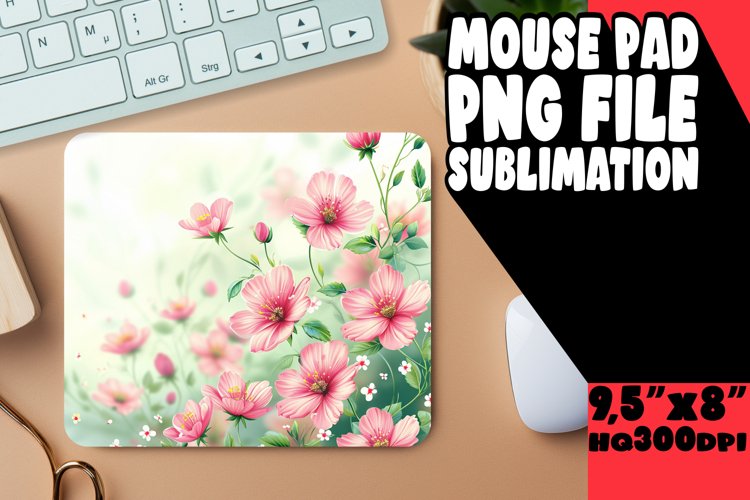 Whimsical Blooms: Flower Pattern Mouse Pad example image 1