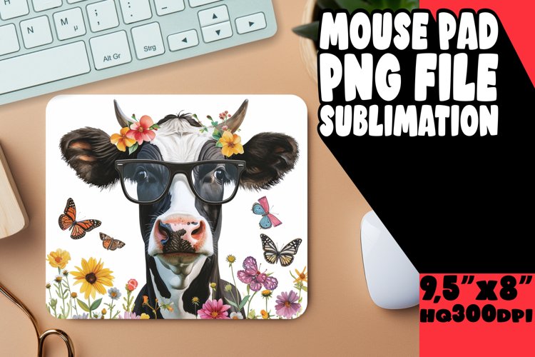 Playful Spring Cow Mouse Pad: Sublimation Fun example image 1