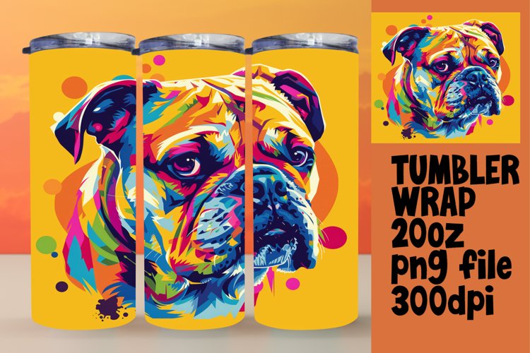 Artistic Colorful Dog Wrap 20oz Sublimation
