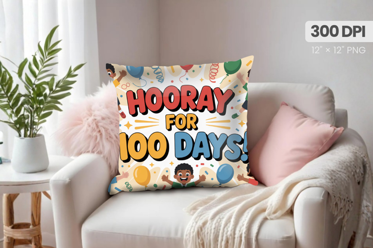 100 days of school Pillow Design, Teacher PNG Sublimation