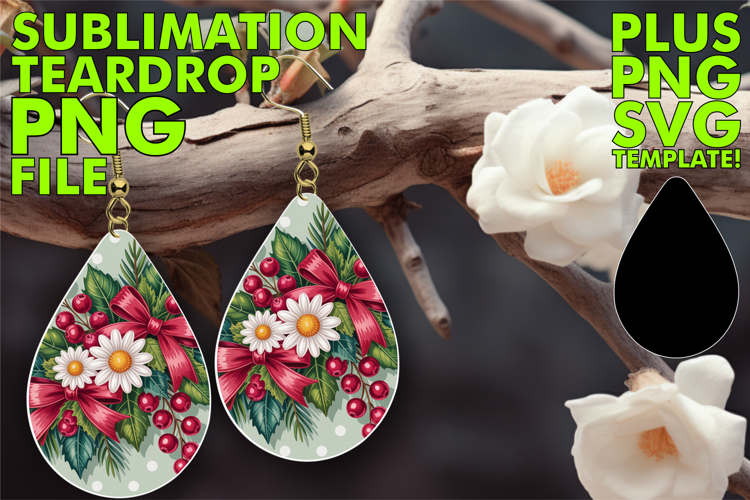 Stylish Teardrop Earrings Gift PNG, Christmas