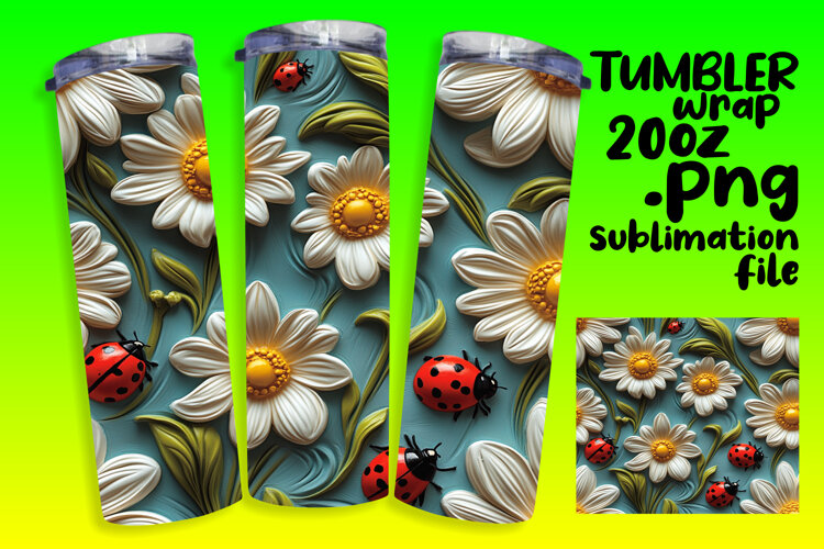 Custom 20oz Tumbler Wrap Download , 3D Flower example image 1