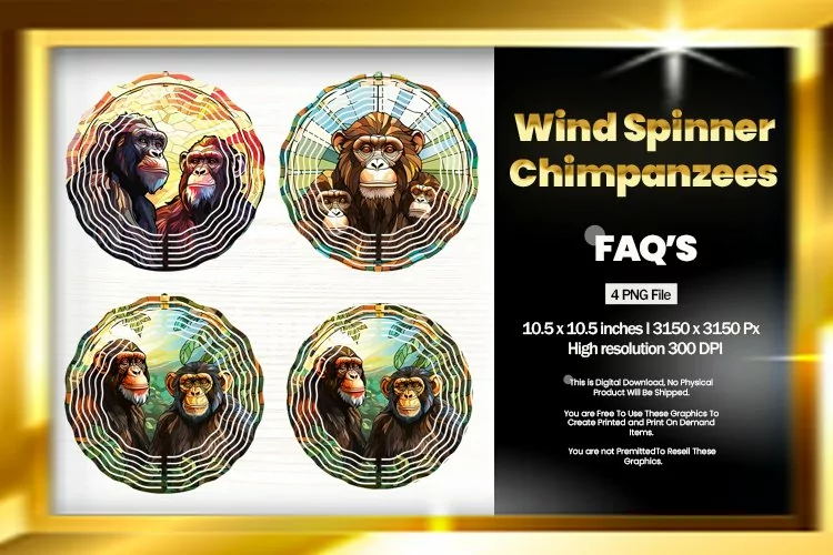 Chimpanzee Wind Spinner Sublimation - 04 Variations