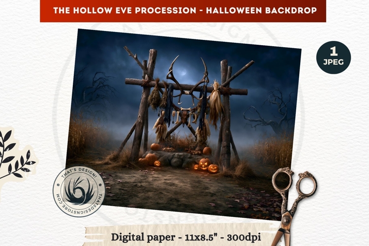 Gothic Halloween background - Hollow Eve Procession Backdrop