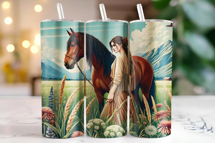 Horse & Girl Tumbler Wrap | Sublimation | Tumblers