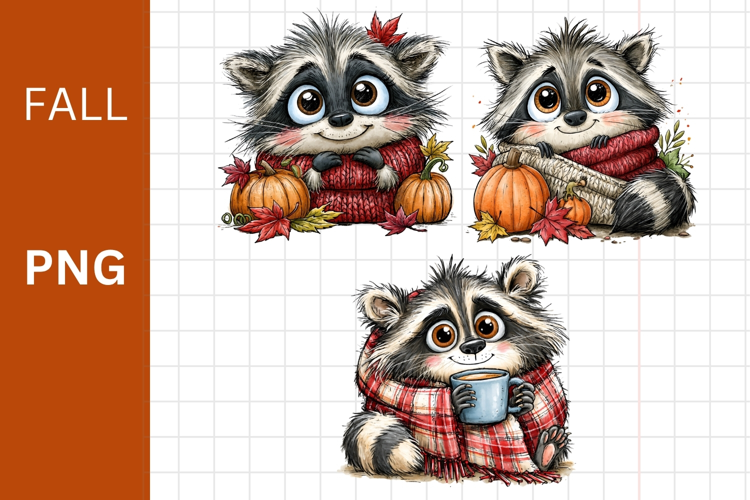 Fall PNG, Raccoon PNG, Halloween PNG,