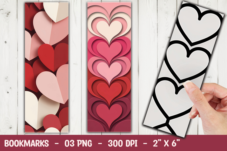 Heart Pattern Bookmark Sublimation