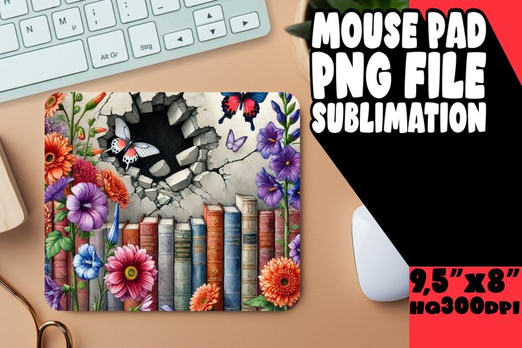 BLISSFUL mouse pad Playful Design, Books example image 1