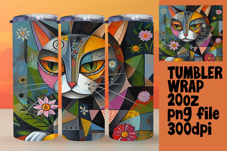 Whimsical Cat Tumbler Art