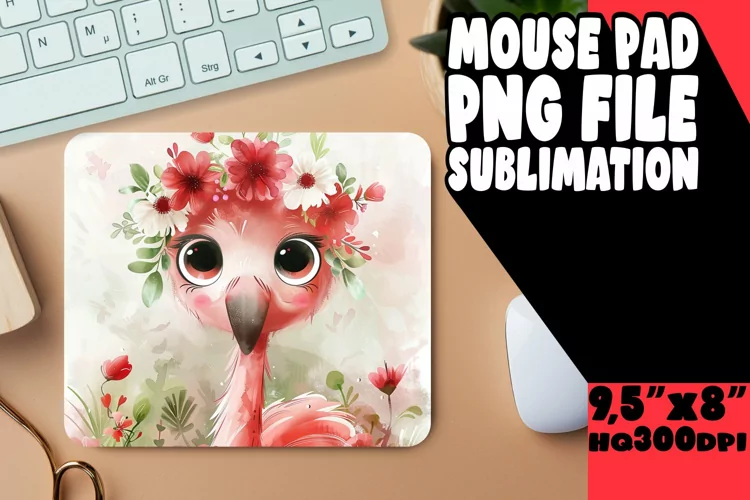 Watercolor Flamingo Mouse Pad for Sublimation