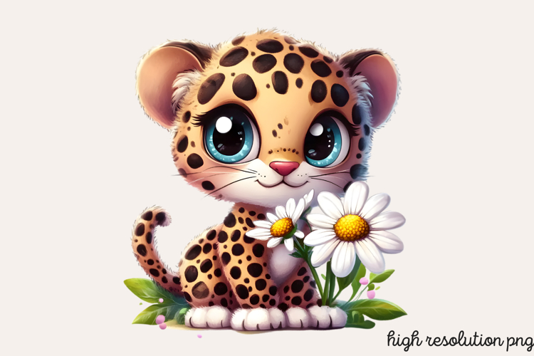 Cute Animals Daisy Flowers Clipart