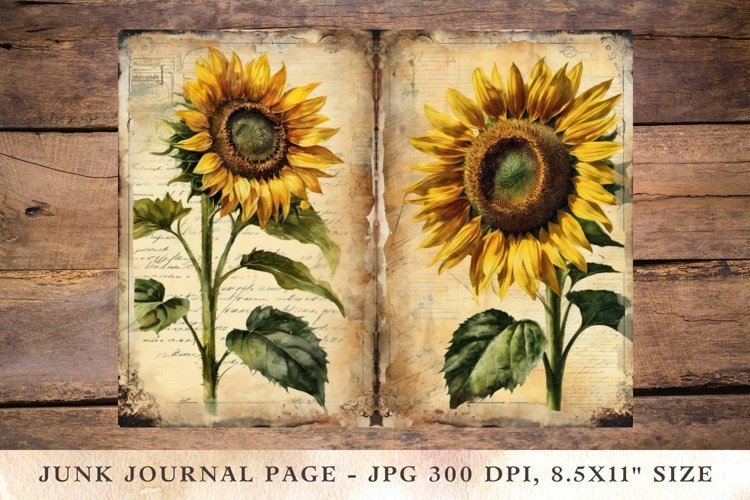 Printable Junk Journal Pages sunflower 6 example image 1
