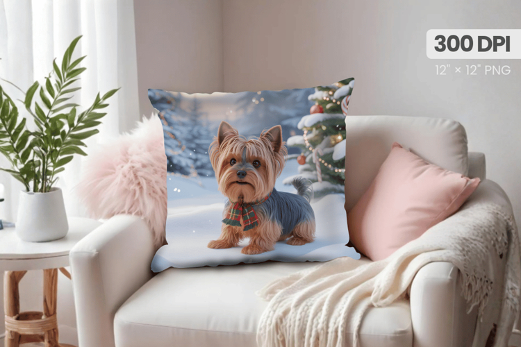 Winter Dog Christmas PNG, Winter Wonderland Pillow Design