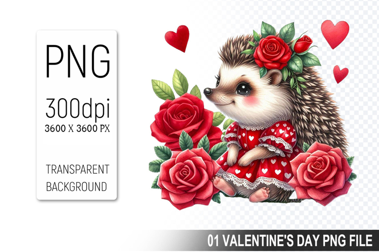 Cute Hedgehog Sublimation, Valentines Digital Clipart PNG