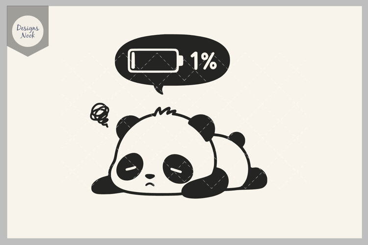 Funny Tired Panda SVG, Exhausted Panda Cut File example image 1