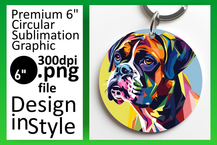 Dynamic Abstract Dog Round Design Keychain