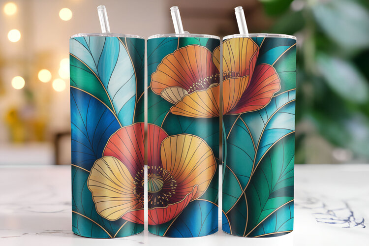 Flowers Tumbler Wrap | Sublimation | Tumblers example image 1