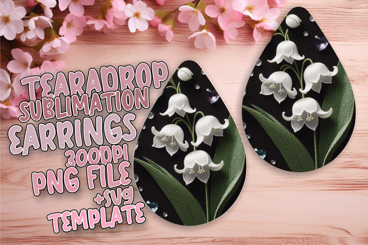 Dynamic Teardrop Earrings Sublimation Art , 3D Flower