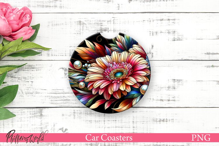 Car Coaster | Pearl Pink Flowers