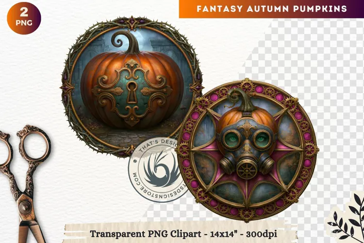 Fantasy Autumn Pumpkins Dark Gothic Clipart sublimation